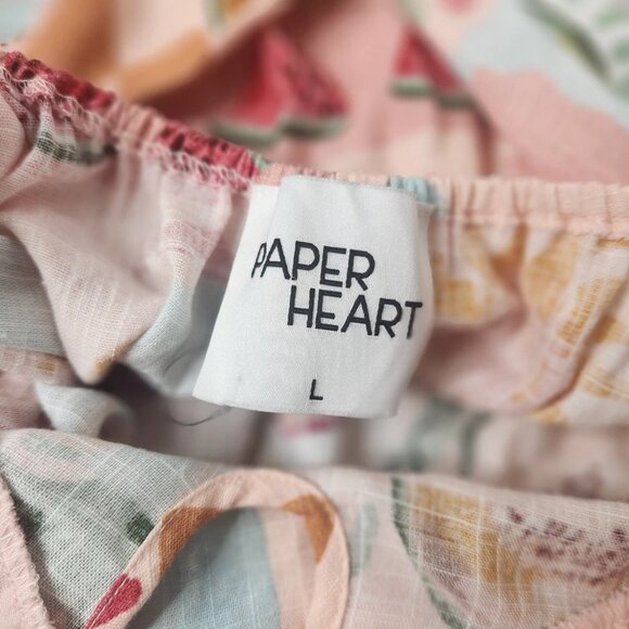 Paper Heart Women's Size Large Linen Blend Fryit Maxi Dress Palm Resortwear New - Picture 3 of 7